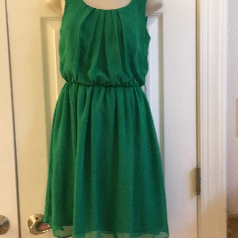 Pretty green dress with lining. So comfy!
